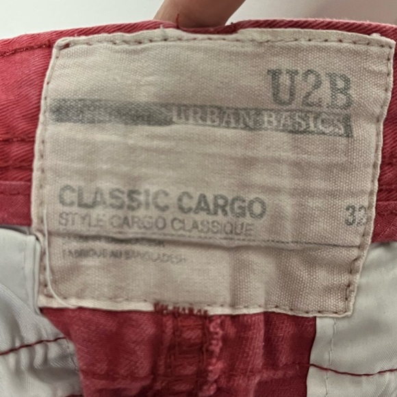 U2B Men’s Classic Red Cargo Shorts Size 32 - Utility Pockets, Casual Style - Picture 6 of 11